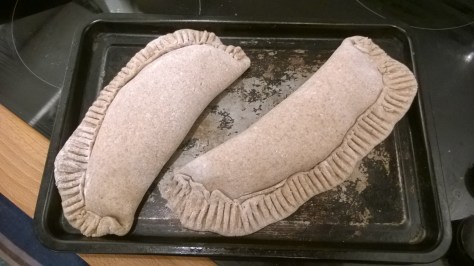 pumpkin and spicy cashew cheese calzone