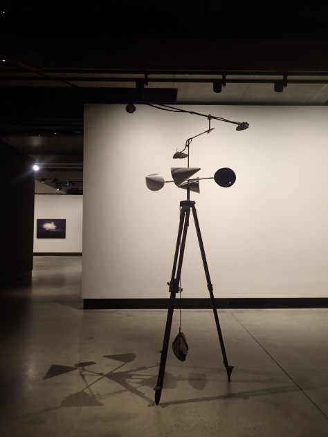 Robbins's anemograph ‘draws’ with wind-powered light—as you will see in a series of six remarkable photographs further on in the galleries. He carries it with him on his travels, into the landscape, and photographs the moving light as it is blown by the wind, with long exposures up to eight minutes.